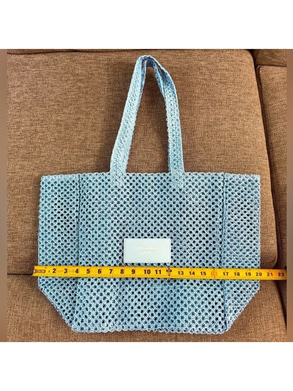 Dolce & Gabbana Light Blue Mesh Beach Tote Bag Blue New Authentic - Picture 10 of 11